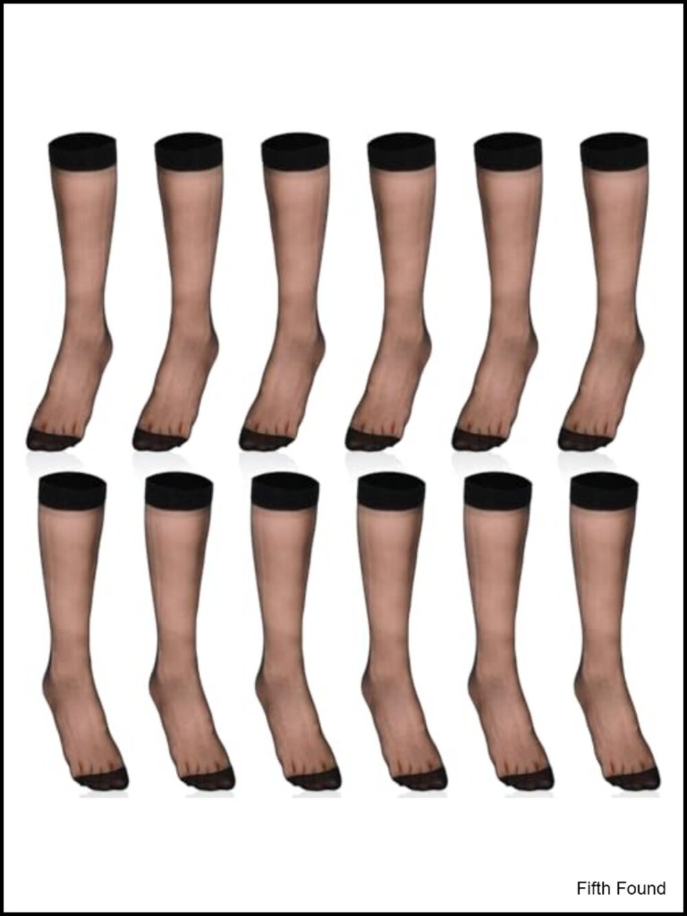 6 Pairs Knee High Stockings Nylon Sheer Reinforced Toe Women